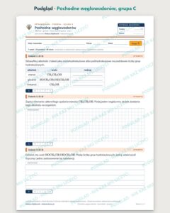 Pochodne węglowodorów — sprawdzian z chemii, klasa 8, grupy A–E — podgląd, grupa C