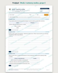 Woda i roztwory wodne — sprawdzian z chemii, klasa 7, grupy A–E — podgląd, grupa C