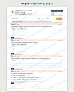Węglowodory — sprawdzian z chemii, klasa 8, grupy A–E — podgląd, grupa B