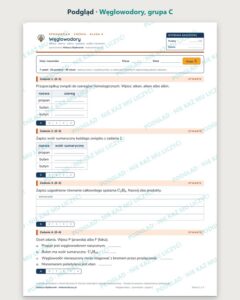 Węglowodory — sprawdzian z chemii, klasa 8, grupy A–E — podgląd, grupa C