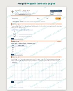 Wiązania chemiczne — sprawdzian z chemii, klasa 7, grupy A–E — podgląd, grupa B