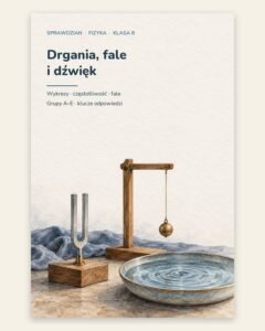 Drgania, fale i dźwięk — sprawdzian z fizyki, klasa 8, grupy A–E — okładka