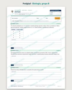 Ekologia — sprawdzian z biologii, klasa 8, grupy A–E — podgląd, grupa B