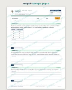 Ekologia — sprawdzian z biologii, klasa 8, grupy A–E — podgląd, grupa C