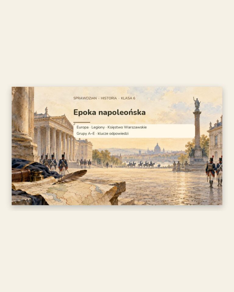 Epoka napoleońska — sprawdzian z historii, klasa 6, grupy A–E — okładka