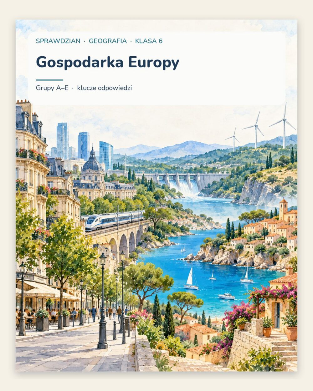 Gospodarka Europy — sprawdzian z geografii, klasa 6, grupy A–E — okładka
