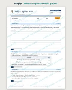 Relacje w regionach Polski — sprawdzian, klasa 7, grupy A–E — podgląd, grupa C