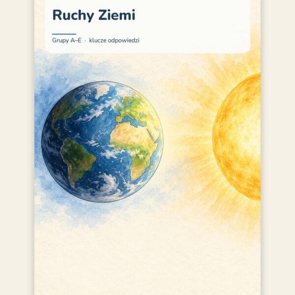 Ruchy Ziemi — sprawdzian z geografii, klasa 6, grupy A–E — okładka