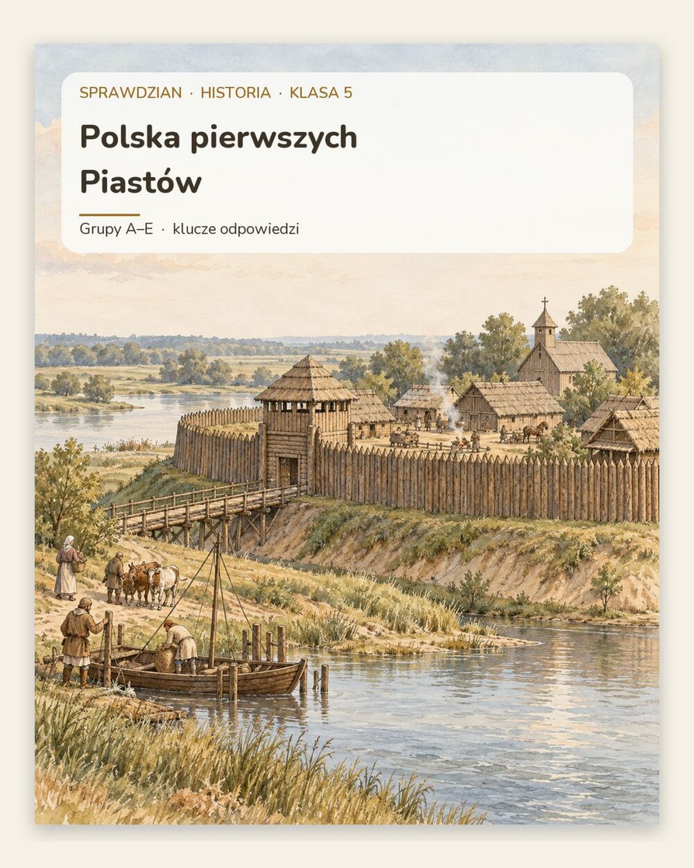 Polska pierwszych Piastów — sprawdzian z historii, klasa 5, grupy A–E — okładka