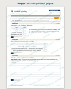 Początki cywilizacji — sprawdzian z historii, klasa 4, grupy A–E — podgląd, grupa B