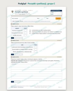 Początki cywilizacji — sprawdzian z historii, klasa 4, grupy A–E — podgląd, grupa C