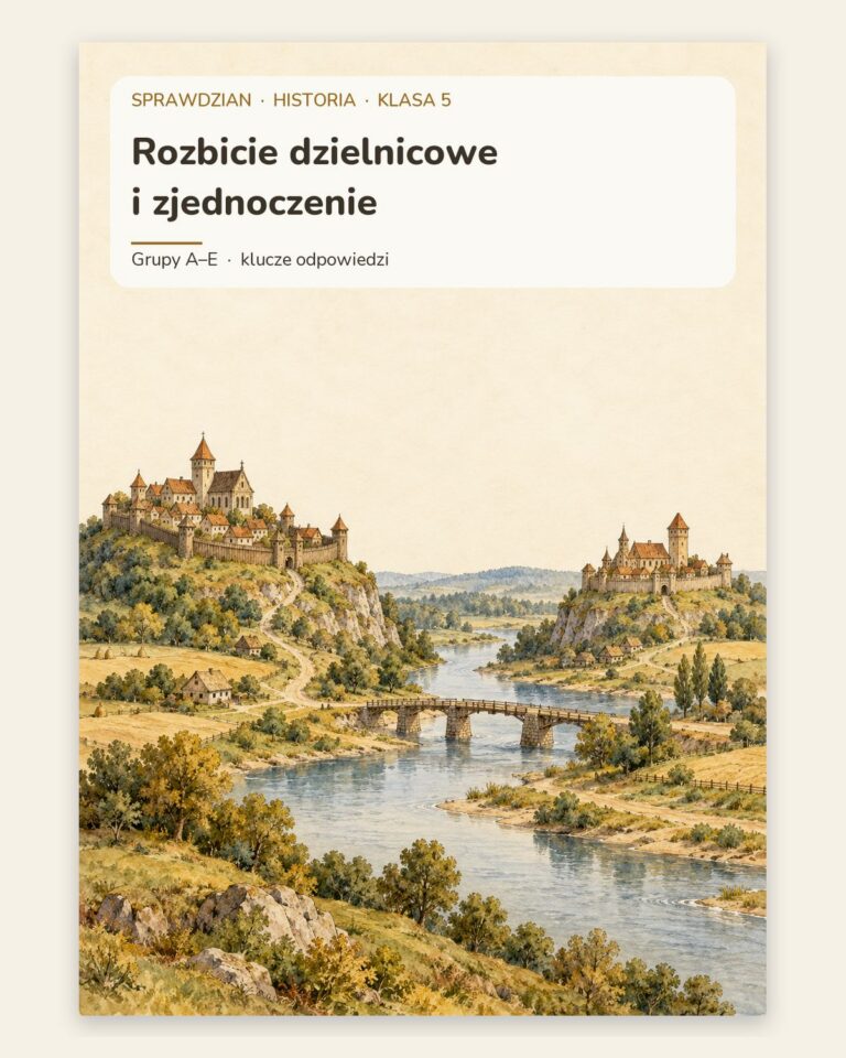 Rozbicie dzielnicowe i zjednoczenie — sprawdzian, klasa 5, grupy A–E — okładka