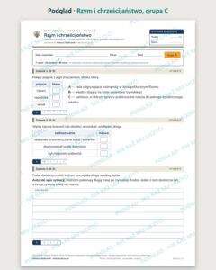 Rzym i chrześcijaństwo — sprawdzian z historii, klasa 4, grupy A–E — podgląd, grupa C