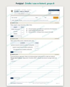 Źródła i czas w historii — sprawdzian z historii, klasa 4, grupy A–E — podgląd, grupa B