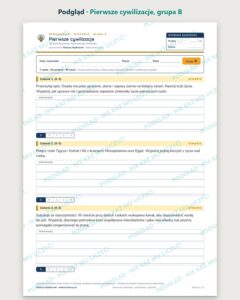 Pierwsze cywilizacje — sprawdzian z historii, klasa 5, grupy A–E — podgląd, grupa B