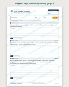 Prąd, obwody i pomiary — sprawdzian z fizyki, klasa 8, grupy A–E — podgląd, grupa B