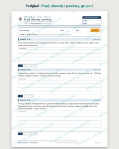 Prąd, obwody i pomiary — sprawdzian z fizyki, klasa 8, grupy A–E — podgląd, grupa C