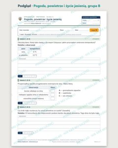 Pogoda, powietrze i życie jesienią — sprawdzian, klasa 4, grupy A–E — podgląd, grupa B