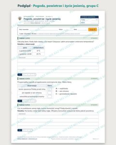 Pogoda, powietrze i życie jesienią — sprawdzian, klasa 4, grupy A–E — podgląd, grupa C