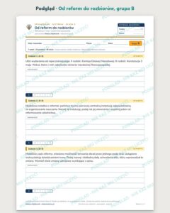 Od reform do rozbiorów — sprawdzian z historii, klasa 6, grupy A–E — podgląd, grupa B