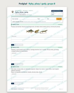 Ryby, płazy i gady — sprawdzian z biologii, klasa 6, grupy A–E — podgląd, grupa B