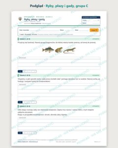 Ryby, płazy i gady — sprawdzian z biologii, klasa 6, grupy A–E — podgląd, grupa C