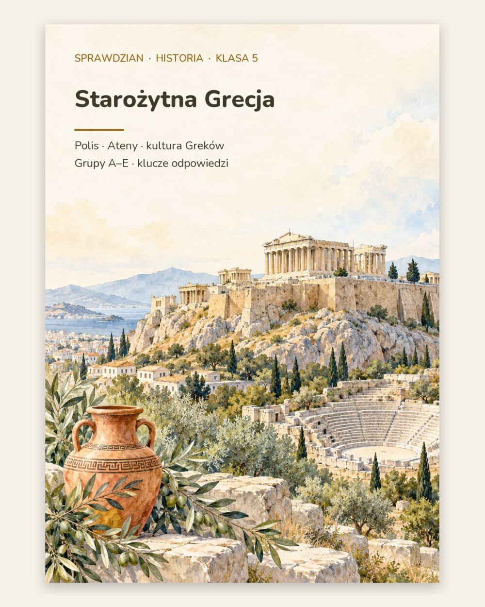 Starożytna Grecja — sprawdzian z historii, klasa 5, grupy A–E — okładka