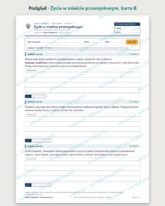 Życie w mieście przemysłowym — 5 kart pracy, klasa 7, z kluczem — podgląd, karta B