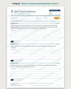 Życie w mieście przemysłowym — 5 kart pracy, klasa 7, z kluczem — podgląd, karta C
