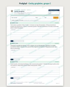 Cechy grzybów — kartkówka z biologii, klasa 5, grupy A–E — podgląd, grupa C