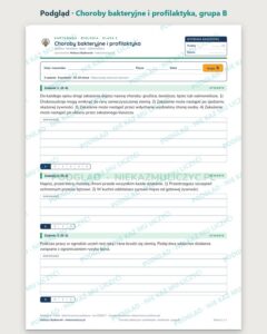 Choroby bakteryjne i profilaktyka — kartkówka, klasa 5, grupy A–E — podgląd, grupa B