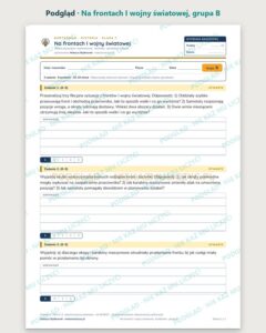 Na frontach I wojny światowej — kartkówka, klasa 7, grupy A–E — podgląd, grupa B