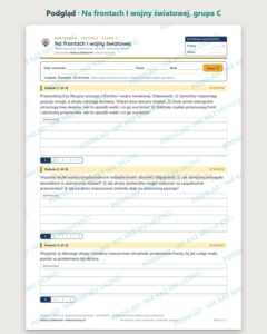 Na frontach I wojny światowej — kartkówka, klasa 7, grupy A–E — podgląd, grupa C