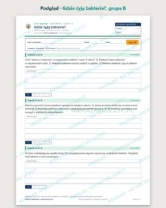 Gdzie żyją bakterie? — kartkówka z biologii, klasa 5, grupy A–E — podgląd, grupa B