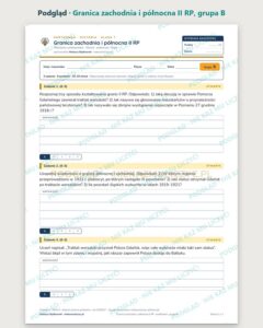 Granica zachodnia i północna II RP — kartkówka, klasa 7, grupy A–E — podgląd, grupa B