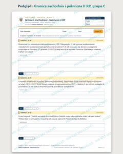 Granica zachodnia i północna II RP — kartkówka, klasa 7, grupy A–E — podgląd, grupa C
