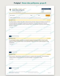 Nowe idee polityczne — kartkówka z historii, klasa 7, grupy A–E — podgląd, grupa B