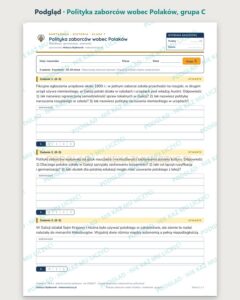 Polityka zaborców wobec Polaków — kartkówka, klasa 7, grupy A–E — podgląd, grupa C