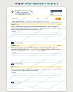 Polityka zagraniczna II RP — kartkówka z historii, klasa 7, grupy A–E — podgląd, grupa B