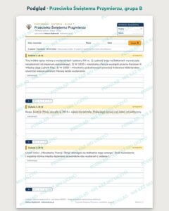 Przeciwko Świętemu Przymierzu — kartkówka, klasa 7, grupy A–E — podgląd, grupa B