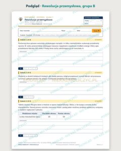 Rewolucja przemysłowa — kartkówka z historii, klasa 7, grupy A–E — podgląd, grupa B