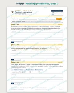 Rewolucja przemysłowa — kartkówka z historii, klasa 7, grupy A–E — podgląd, grupa C