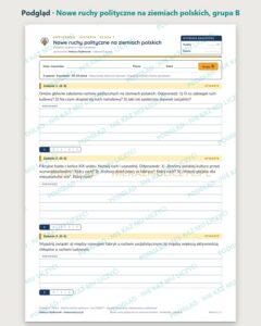 Nowe ruchy polityczne na ziemiach polskich — kartkówka, klasa 7 — podgląd, grupa B
