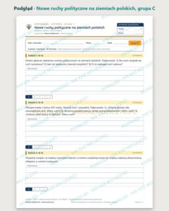 Nowe ruchy polityczne na ziemiach polskich — kartkówka, klasa 7 — podgląd, grupa C
