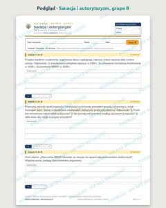 Sanacja i autorytaryzm — kartkówka z historii, klasa 7, grupy A–E — podgląd, grupa B