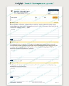 Sanacja i autorytaryzm — kartkówka z historii, klasa 7, grupy A–E — podgląd, grupa C