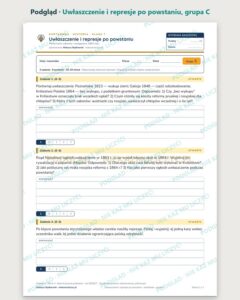 Uwłaszczenie i represje po powstaniu — kartkówka, klasa 7, grupy A–E — podgląd, grupa C