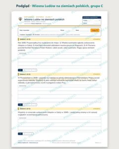 Wiosna Ludów na ziemiach polskich — kartkówka, klasa 7, grupy A–E — podgląd, grupa C