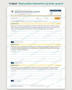 Wojna polsko-bolszewicka i jej skutki — kartkówka, klasa 7, grupy A–E — podgląd, grupa B