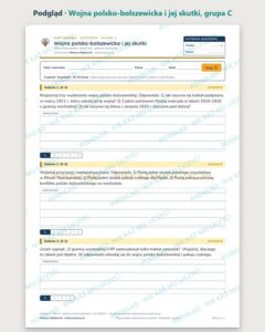 Wojna polsko-bolszewicka i jej skutki — kartkówka, klasa 7, grupy A–E — podgląd, grupa C